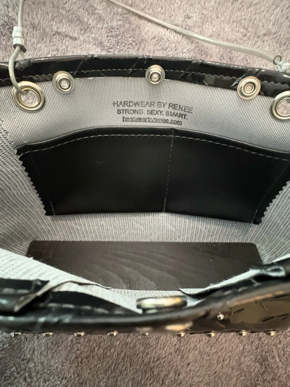 Hardware by Renee Black Patent Tote with Silver Hoop Handles